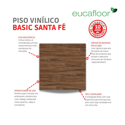 Piso Vinílico Eucafloor Basic Santa Fé 23,8x122,9cm - Imagem principal - 69ed3880-607c-4e68-83d7-dc90987e00a9