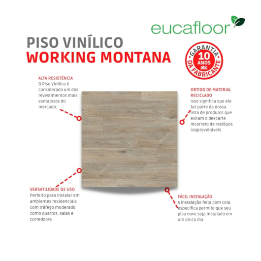 Piso Vinílico Eucafloor Working Montana 3mm 228,6x1219,3mm - Imagem principal - d67eec4d-7b86-41fb-9f16-a33bb330c8c9