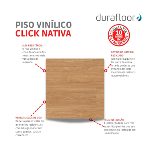 Piso Vinílico Spc Click Nativa Belém Durafloor 0,5x18,2x152,4cm - Imagem principal - c370bd19-0bb6-4877-a009-2b124325e643