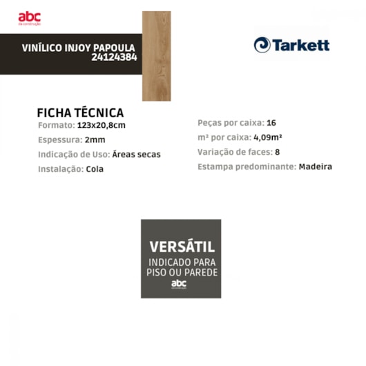 Piso Vinílico Tarkett Injoy Papoula 2mm 123x20,8cm - Imagem principal - 4a0e4696-62f5-494d-8697-ed2b6cbc84ff