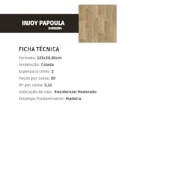 Piso Vinilico Tarkett Injoy Rustico Papoula 2mm 123x20,85cm