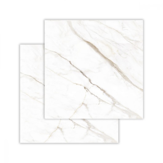 Porcelanato Biancogres Calacata Altíssimo Lux Polido 90x90cm Retificado  - Imagem principal - 382f4b06-e0a7-4402-aeb0-5ed73ee08f1f