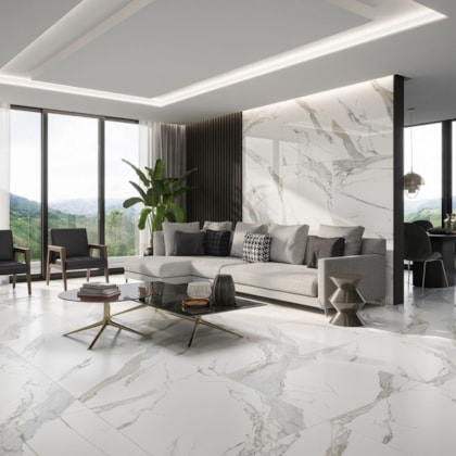 Porcelanato Biancogres Calacata Oro Lux Polido Mármore 90x90cm Retificado 