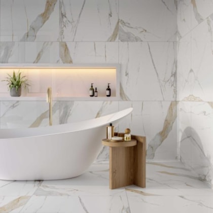 Porcelanato Biancogres Calacata Oro Satin Acetinado 80x80cm Retificado