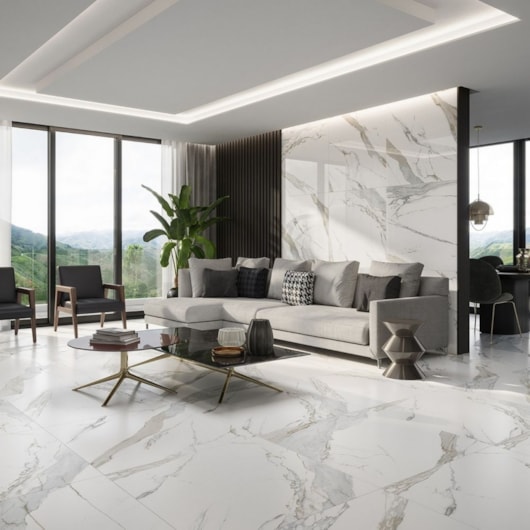 Porcelanato Biancogres Calacata Oro Satin Acetinado Mámore 90x90cm Retificado  - Imagem principal - b8bf3f44-c1f5-426c-a876-ab20cb7ee373