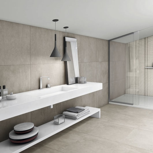 Porcelanato Biancogres Cemento Grigio Acetinado 90x90cm Retificado  - Imagem principal - 0889b225-604e-4174-bf24-93a3fb0f895b