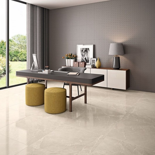 Porcelanato Biancogres Illuminato Beige Lux Polido Mármore 90x90cm  Retificado  - Imagem principal - 02b19e8a-e5a0-4b70-9cc2-cea68b92ca92