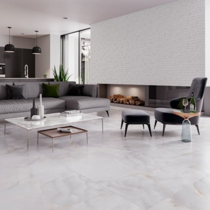 Porcelanato Biancogres Onix Bianco Polido 90x90cm Retificado