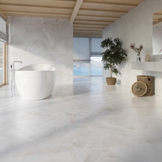 Porcelanato Biancogres Onix Bianco Satin Acetinado 60x120cm Retificado  - Imagem principal - 80b18760-7bb6-44f2-add2-1b561a27e24d