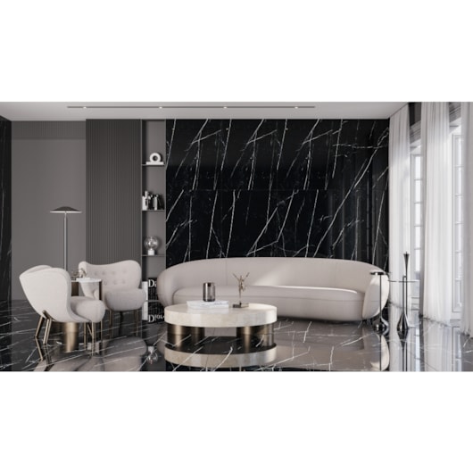 Porcelanato Biancogres Royal Black Lux 90x180cm Retificado - Imagem principal - 56240350-6912-4293-8924-536d9e4b0012