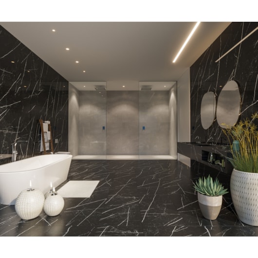 Porcelanato Biancogres Royal Black Lux Polido 60x120cm Retificado  - Imagem principal - c120f1cd-a611-4669-b7c4-aad74096aba6