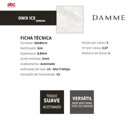 Porcelanato Damme Onix Ice Acetinado 83x83cm Retificado - Imagem principal - fce2eec7-9222-4190-a171-3415f1f74369