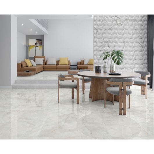 Porcelanato Damme Onix Ice Polido 121x121cm Retificado - Imagem principal - 88377caa-25a9-46cd-9425-f573affcf3f6