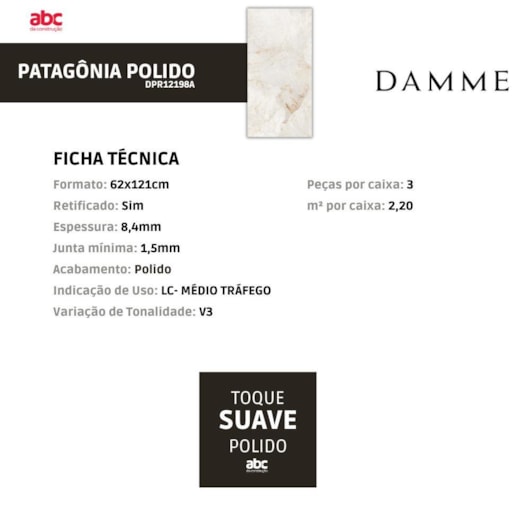 Porcelanato Damme Patagonia Polido 62x121cm Retificado - Imagem principal - 927f1032-faeb-46da-997d-8a28c7ea8031