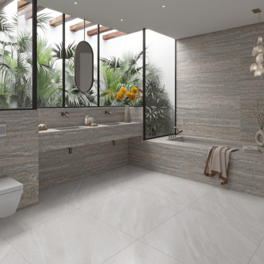 Porcelanato Damme Travertino Argento 82x182cm Retificado - Imagem principal - 85cf7027-9b88-4824-8e1b-b2e80fbf33bd