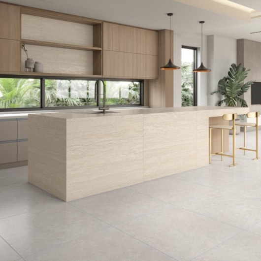 Porcelanato Damme Travertino Chiaro Acetinado 62x121cm Retificado - Imagem principal - 6deaf01f-b41a-4806-9fda-f8a05ec76e2c