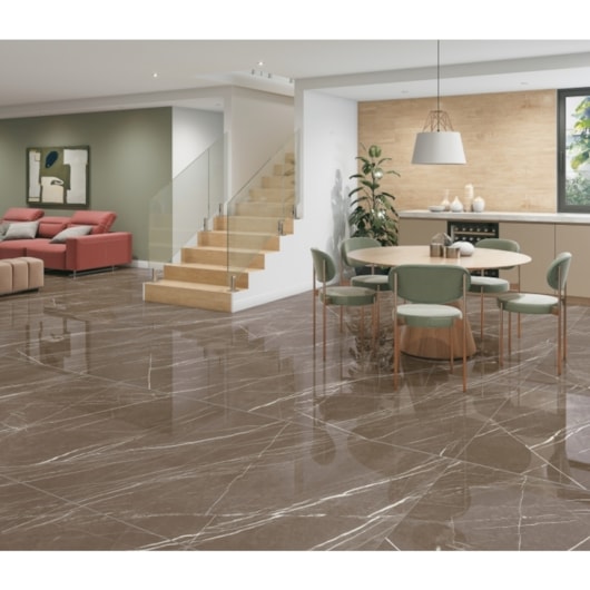 Porcelanato Damme Yara Caramelo Acetinado 30x121cm Retificado - Imagem principal - c8c6683b-39e0-4425-8166-1e0dc87268be