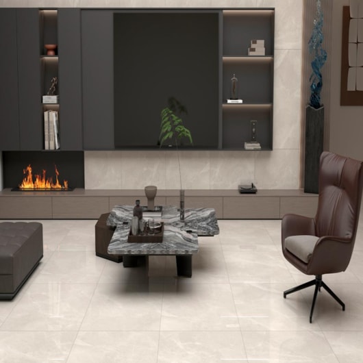 Porcelanato Delta Fuji Off White Polido 84x84cm Retificado - Imagem principal - 82bfbfe7-ec6c-4c90-89b3-4240ac1900a1