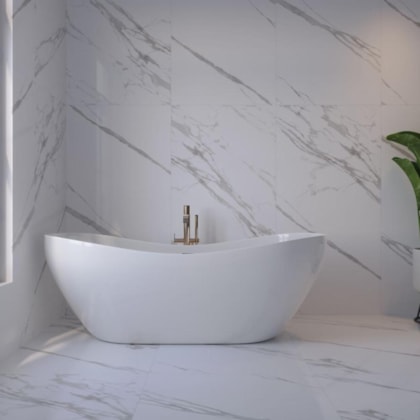 Porcelanato Eliane Marmo Branco Polido 80x160cm Retificado
