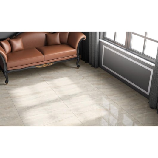 Porcelanato Elizabeth Perlato Marmo Polido 84x84cm Retificado - Imagem principal - 7b36a934-cbdc-4496-8d43-879f4633e4b7