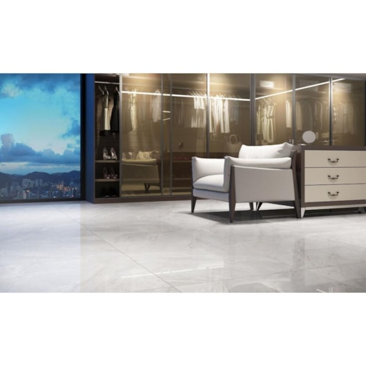 Porcelanato Elizabeth Sirius Gray Polido 84x84cm Retificado - Imagem principal - b1d28879-0a12-499c-9d72-112cfc56425c
