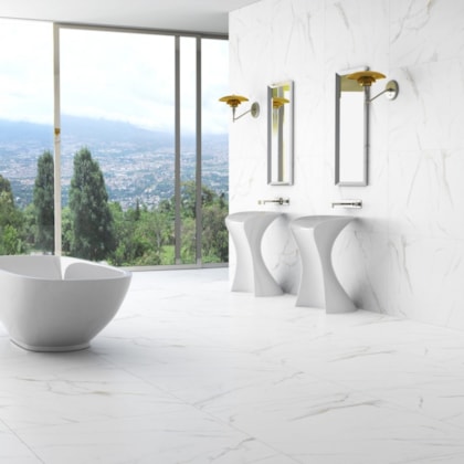 Porcelanato Embramaco Calacata Gold Branco Polido 82x82cm Retificado 