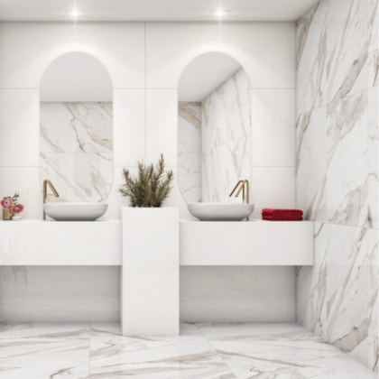 Porcelanato Embramaco Calacata Premium Lux Plus Polido 82x82cm Mármore Retificado
