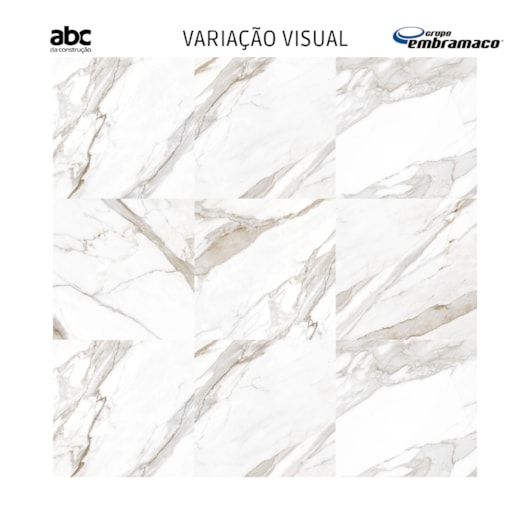 Porcelanato Embramaco Calacata Premium Lux Plus Polido 82x82cm Mármore Retificado - Imagem principal - 9bf10551-e347-4044-8dad-9ca3d3fa1323