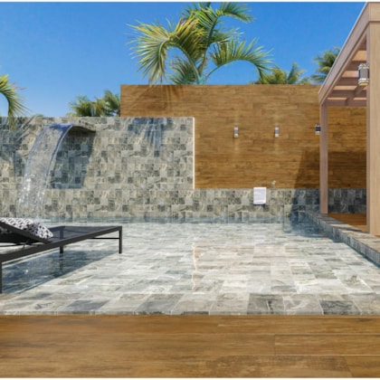 Porcelanato Embramaco Stone Vulcânico Green Ldx Abs 61,8X61,8cm Retificado