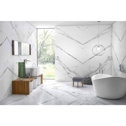 Porcelanato Esmaltado 120x240cm Retificado Marmo Branco Polido Lc Eliane - Imagem principal - 952828fc-8c8b-43e9-b5ca-5f391c2e95f1