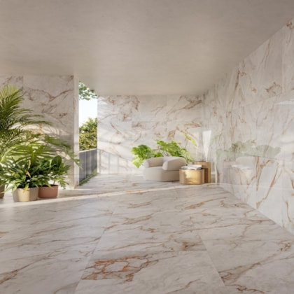 Porcelanato Incesa Marmo Gold Cetim 90x90cm Retificado