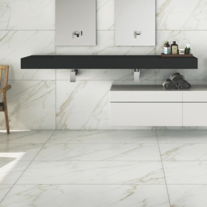 Porcelanato Portinari Calacata Classico Branco Acetinado 58,4x117cm Retificado