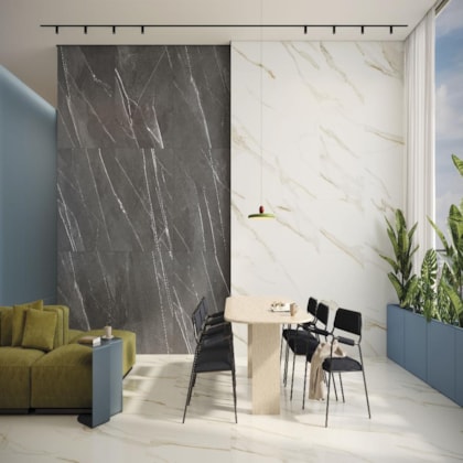 Porcelanato Portinari Calacata Clássico White Polido 90x90cm Retificado