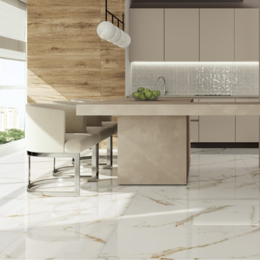Porcelanato Portinari Canova Calacata Wh Polido 100x100cm Retificado - Imagem principal - 084f00bf-1440-4d15-abcc-bcc1fa5bcba6