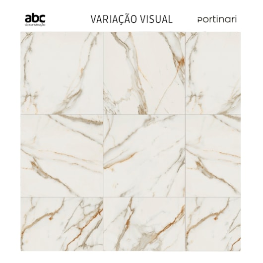 Porcelanato Portinari Canova Calacata Wh Polido 100x100cm Retificado - Imagem principal - 42f627c0-bcc5-42f3-9090-f3d2bcdd83bd