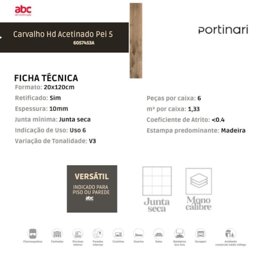 Porcelanato Portinari Carvalho Acetinado 19x117cm Retificado - Imagem principal - e3bbed87-a0b8-48e7-84a6-8c979a9cfa26