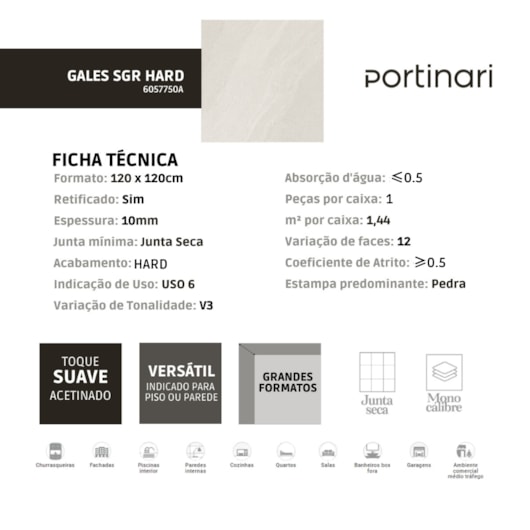 Porcelanato Portinari Gales Sgr Externo 120x120cm Retificado - Imagem principal - 0af14f5d-2435-4d38-bcc4-c620046f34a7