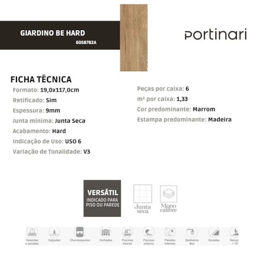 Porcelanato Portinari Giardino Be Externo 19,0x117,0cm Retificado - Imagem principal - 4a8cb133-0310-4f4c-ad57-d619e450e9ec