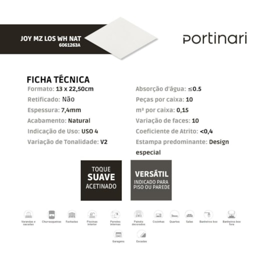 Porcelanato Portinari Joy Mz Los Wh Natural 13x22,50cm Bold - Imagem principal - 997af59c-2ecc-476b-a294-6e45dc50c6e7
