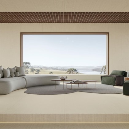 Porcelanato Portinari Limestone Eterna Off White Externo 90x90cm Retificado