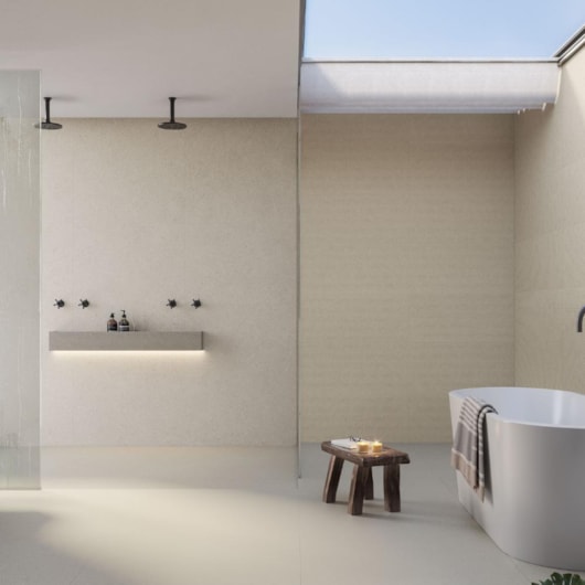 Porcelanato Portinari Limestone Eterna Off White Externo 90x90cm Retificado - Imagem principal - 4d65ae01-fd7b-47c9-bf5b-5c5b3d7e081f