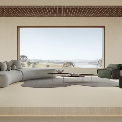 Porcelanato Portinari Limestone Eterna Rigatto Soft Beige Dd Acetinado 120x270cm Retificado