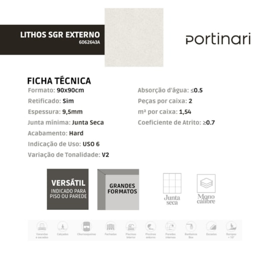 Porcelanato Portinari Lithos Sgr Externo A 90x90cm Retificado - Imagem principal - bbccdc35-0d7f-467a-84fc-3e21faf4855f