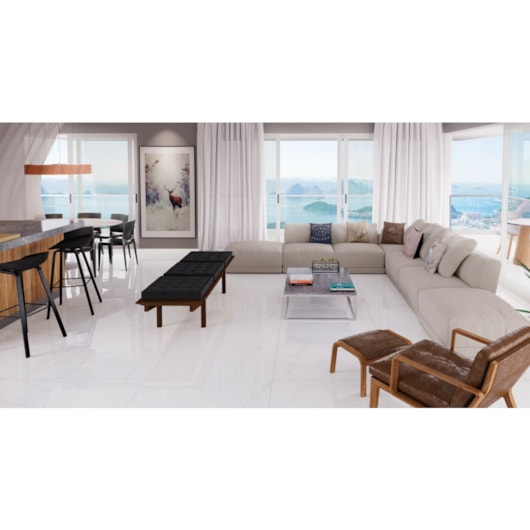 Porcelanato Portinari Lumina Wh Natural 58,4x117cm Retificado - Imagem principal - 89e503a7-a5d1-4201-9dfa-68f133558437