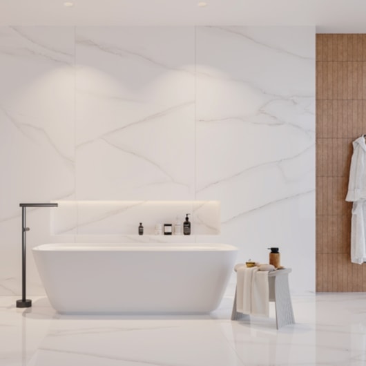 Porcelanato Portinari Lumina Wh Polido 100x100cm Retificado - Imagem principal - 5991048a-8718-439a-8ecc-ef313a7a5836