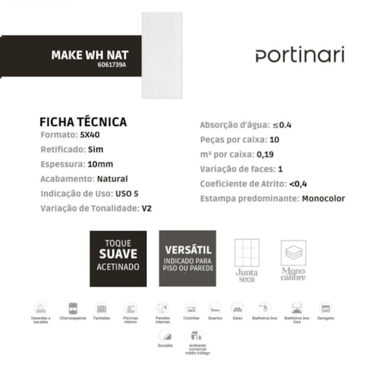 Porcelanato Portinari Make Wh Natural 4,8x40cm Bold - Imagem principal - 865fd0dc-d7f4-4d0a-81c5-b68c2145ea6b