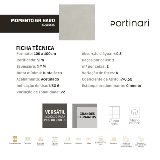 Porcelanato Portinari Momento Gr Externo 100x100cm Retificado - Imagem principal - b7bf4dac-591d-4c47-aea7-c084c96638a9