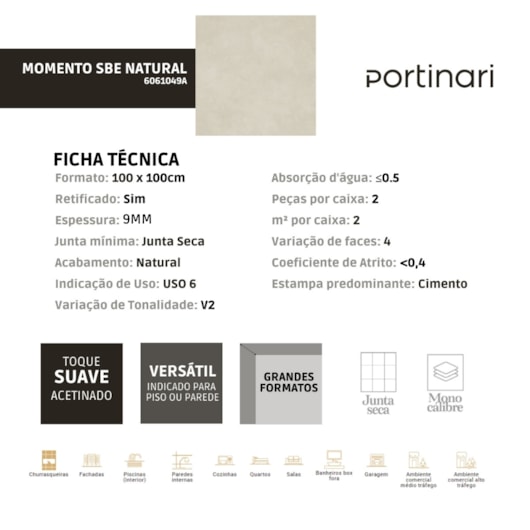 Porcelanato Portinari Momento Sbe Natural 100x100cm Retificado - Imagem principal - cca72ec7-70ec-4aad-bc74-95e860a8d327