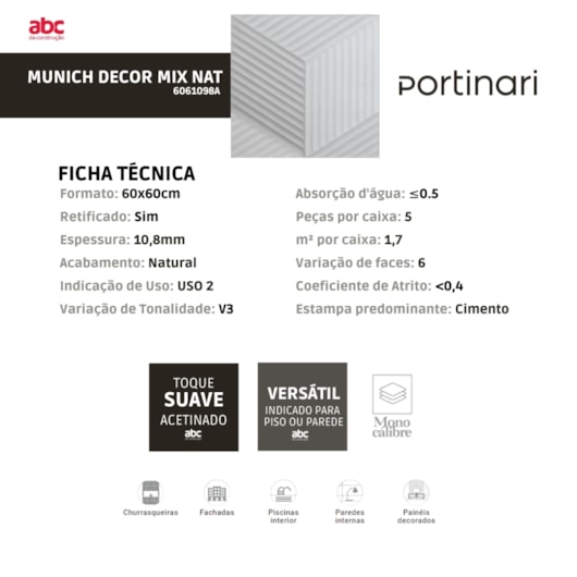 Porcelanato Portinari Munich Decor Mix Natural 58,4x58,4cm Retificado - Imagem principal - c1ef4ff9-97a0-4001-9abc-cd6f4e90d0cb