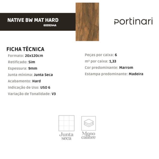 Porcelanato Portinari Native Bw Matte Externo 20x120cm Retificado - Imagem principal - 12ed8793-d7a1-4b7e-9137-70592218aa29